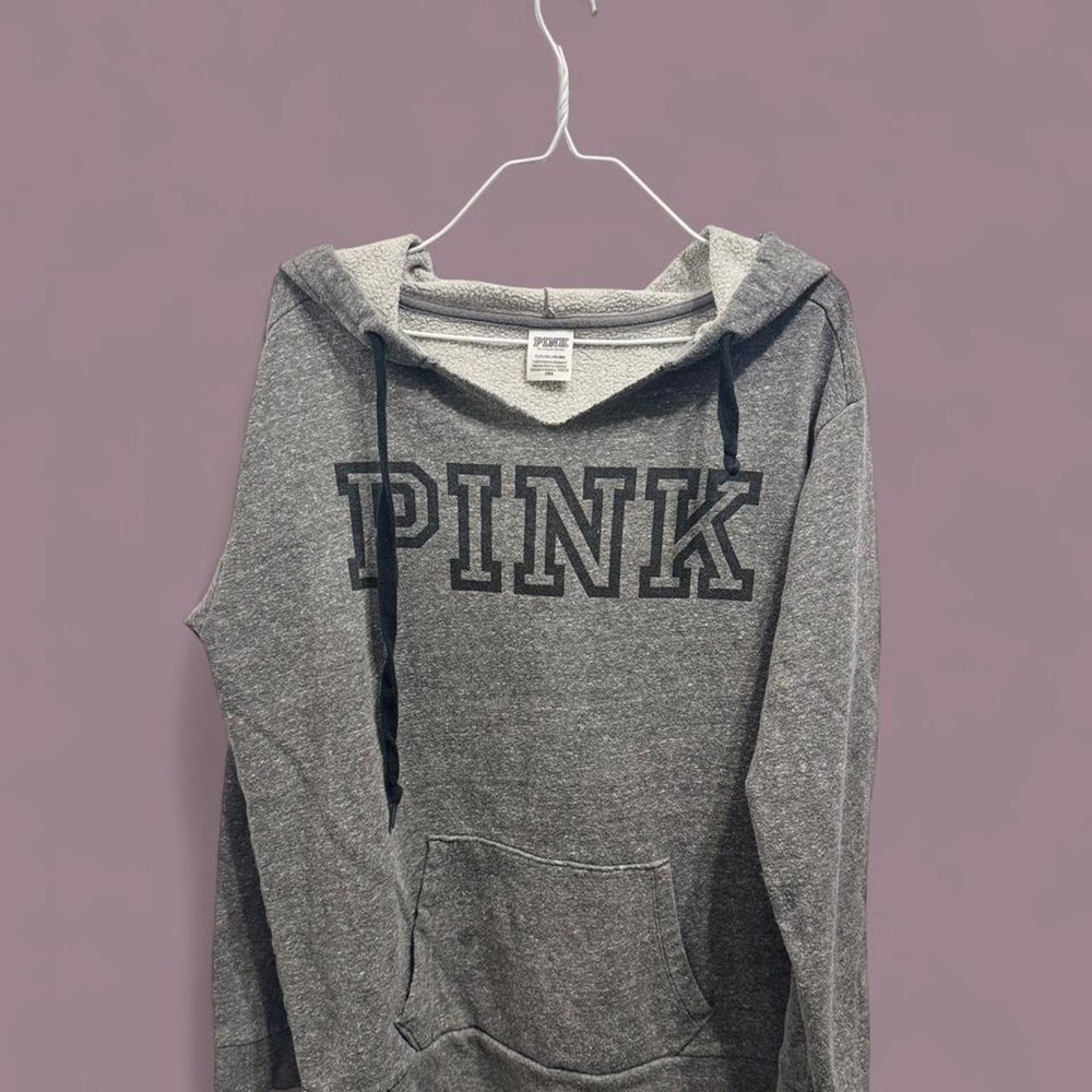 Victorias Secret PINK Heather Gray Collegiate Hoodie Womens Small Oversized